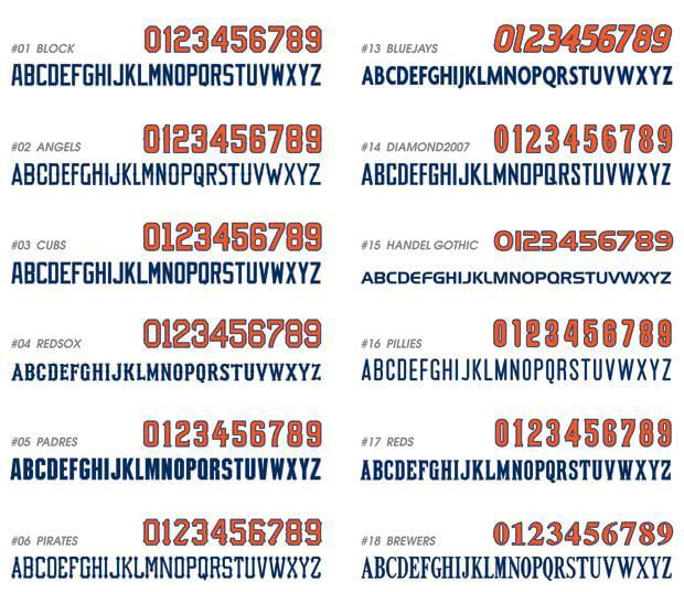 Custom cap embroidery font options (set 1)