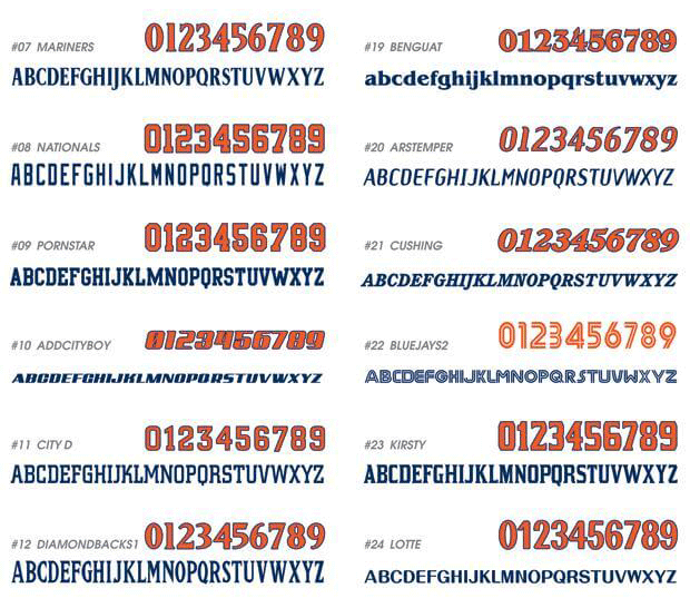 Custom cap embroidery font options (set 2)