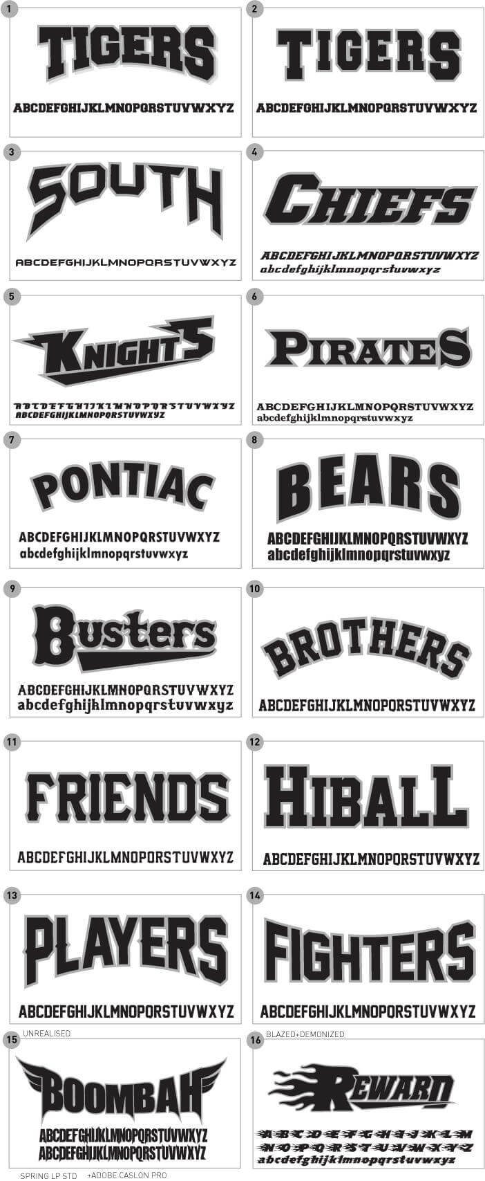 Logo examples for custom baseball caps (set 1)